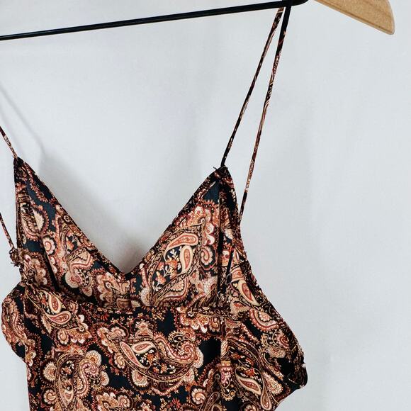 Nili Lotan x Target Brown Paisley Slip Midi Dress Women’s Size Large - Picture 10 of 11